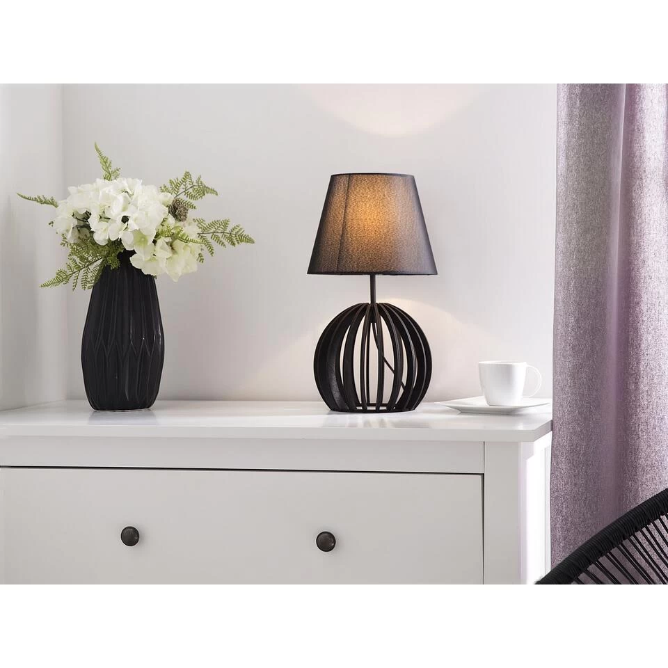 Beliani Tafellamp SAMO - Zwart Multiplex - Afbeelding 2