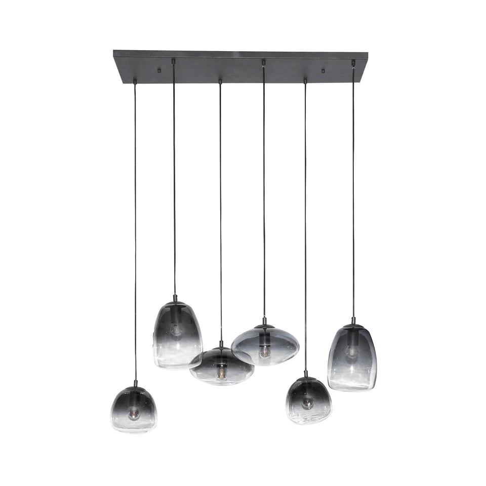 Hanglamp Larissa Gemixt 6-lichts - 40x95x150 Cm - Glas - Grijs - Afbeelding 4
