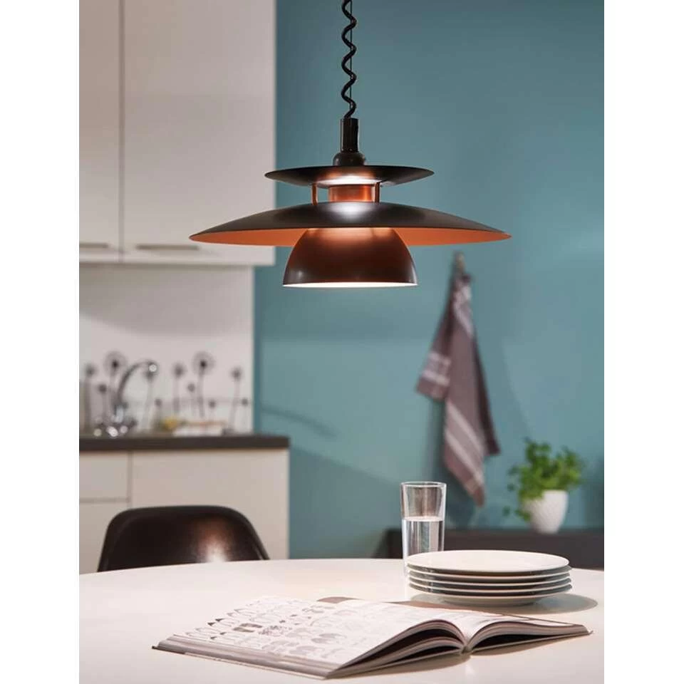 EGLO Hanglamp Brenda - Zwart/koper - Ø43 Cm - Afbeelding 4