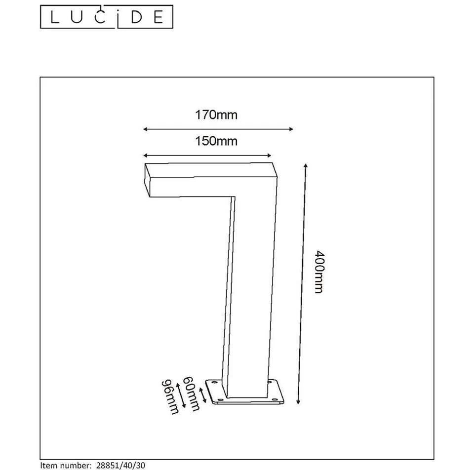 Lucide Sokkellamp Buiten TEXAS IP54 - Antraciet - 15x6x40 Cm - Afbeelding 2